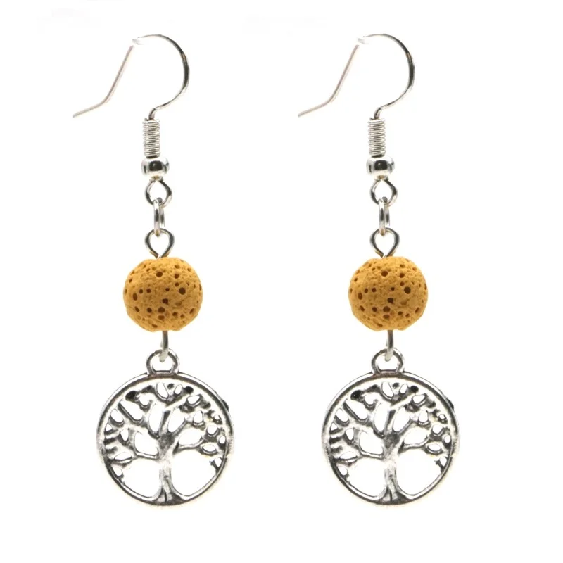 10 цветов Дерево жизни амулеты 8 мм красочный черный Лава камень аромат эфирное
