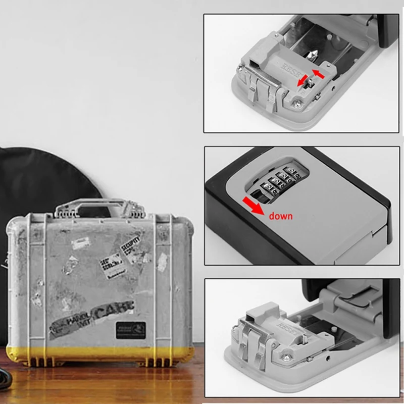 

Wall Mounted Key Storage Organizer Boxes with 4 Digit Combination Lock Spare Keys Organizer Boxes Metal Secret Safe Box