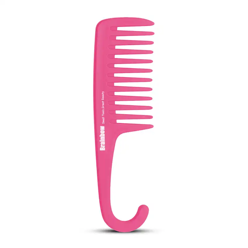 Brainbow 1pc Plastic Hair Brush Wide Tooth Comb With Hanger Anti