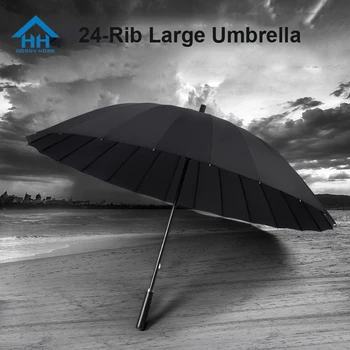 

24 Bones Large Umbrella For Men Wind Rainstorm Resistant Strong Sombrilla with Long Handle Windproof Parapluie Christmas Gifts
