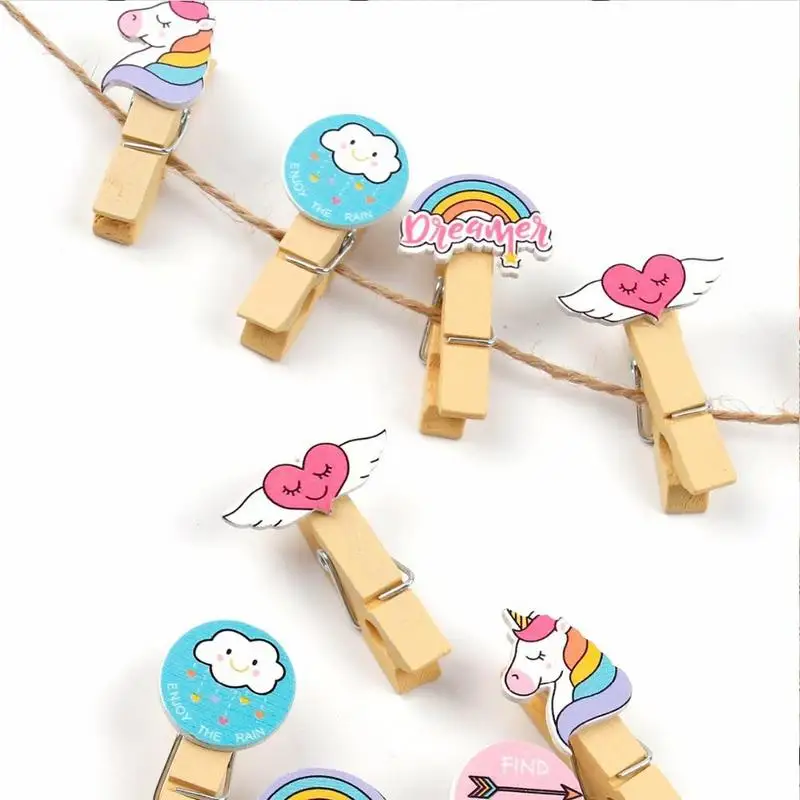 Hot Deals Ins Color Canamo Cuerda Madera Clip Boda Moda Madera