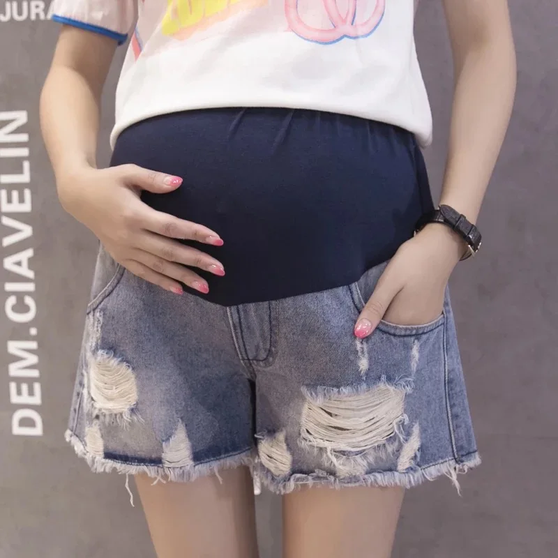 Женские джинсовые шорты с дырками для беременных|pants for pregnant|maternity summer pantspregnant care |
