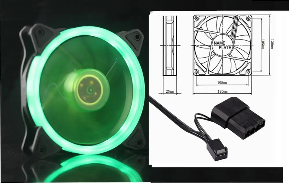 Gdstime 5 Pcs DC 12V 3 Pin 4 Pin 12cm LED Fan 120mm x 25mm PC RGB Fan