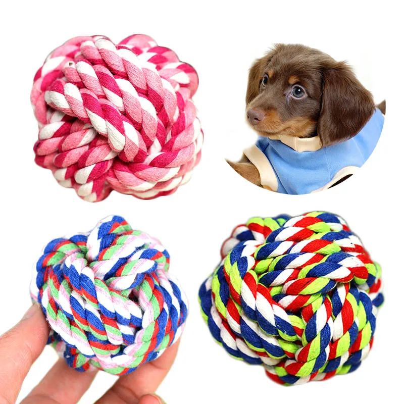 Cute Colorful Pets Dog Rope Ball Toys Wool Puppy Chew Bite Squeak Ball