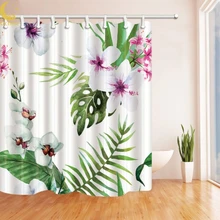 

OCHINE 180*180cm Cactus Flower Pattern Shower Curtain Digital Printing Waterproof Mildew Curtain Hooks Included