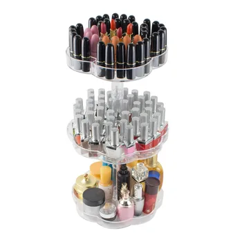 

Transparent Makeup Organizer 3 Tiers Large Cosmetic Storage Rack 360 Rotating Storage Shelf Over Size Dress Table Standing Rack