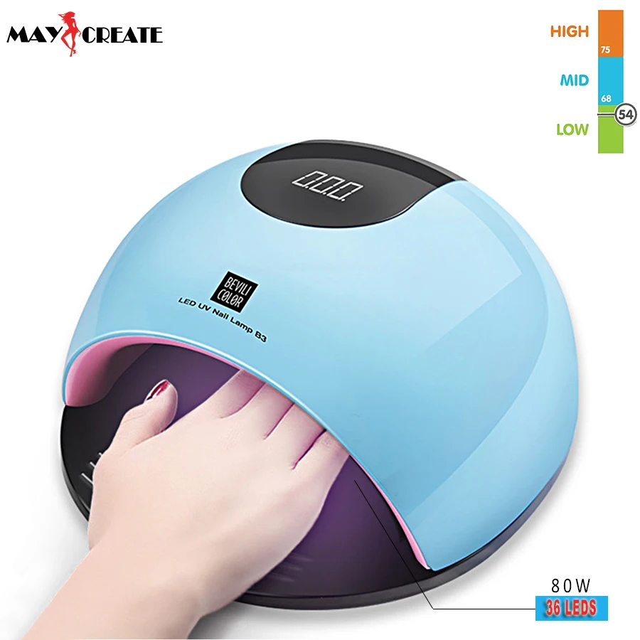 

MayCreate 80W UV lamp LED Nail Dryer Quick Dry Blue Red White Nails Tools For Gel Nail Polish Sun Nail Dryer UV Lamp