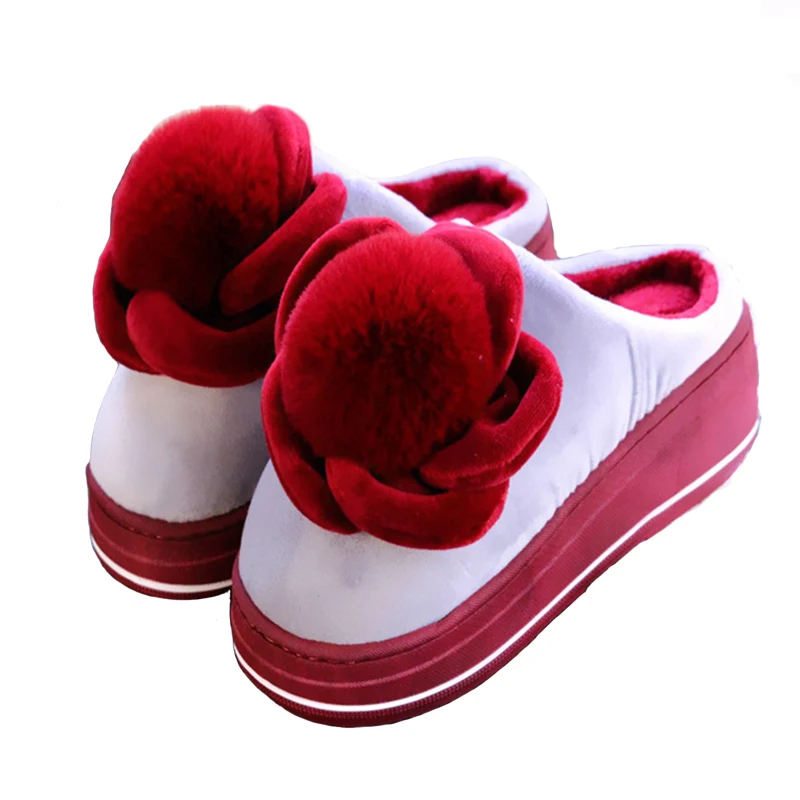

Cotton Slippers Ladies 2018 Winter Indoor Thick Bottom Cute Home Warm Cotton Shoes Home Non-slip Month Hair Women's Shoes