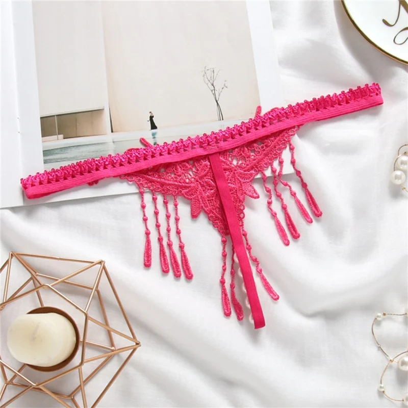 T-back Underwear Women Sexy Panties Thong And G Strings Female Panties For Sex Tassel Briefs Erotic Women With Pearl (4)
