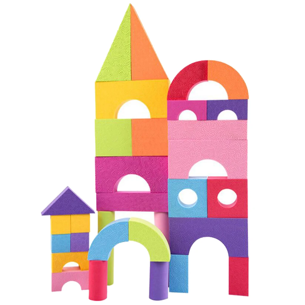 50 Pieces Foam Building Blocks Building Toy for Girls Boys Construction Game - Geometric Shapes and Sizes Learning