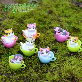 

ZOCDOU 1 Pieces Colorful Cat Cup Kitten Kitty Catling Kitling Cartoon Japan France Model Small Figurine Crafts DIY Ornament