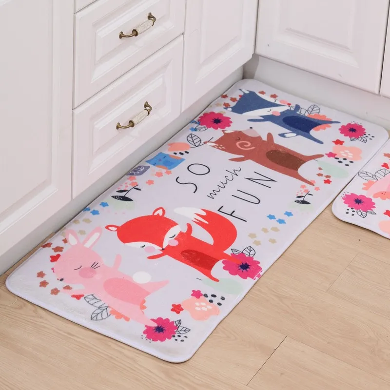 Floor Mats Animal Cat Fox Printed Bathroom Kitchen Carpets Doormats Floor Mat for Living