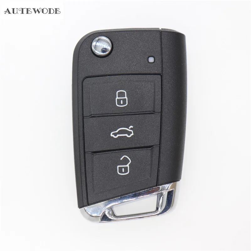 

AUTEWODE Replacement remote Car Key Shell for VW Golf 7 3 buttons auto key blank fob 1pc
