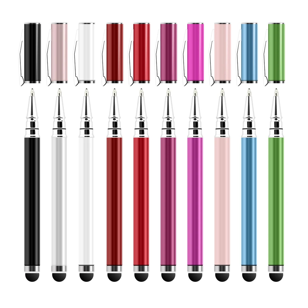 

2 in 1 Capacitive Touch Pen Stylus Screen Built-in Ball-point Drawing pen For smart phone for iPhone iPad Tablet PC Portable