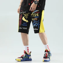 Летние прямые спортивные мужские шорты Модные свободные молодых студентов с буквенным принтом в стиле хип-хоп спортивные штаны хлопковые брюки повседневные S6T83