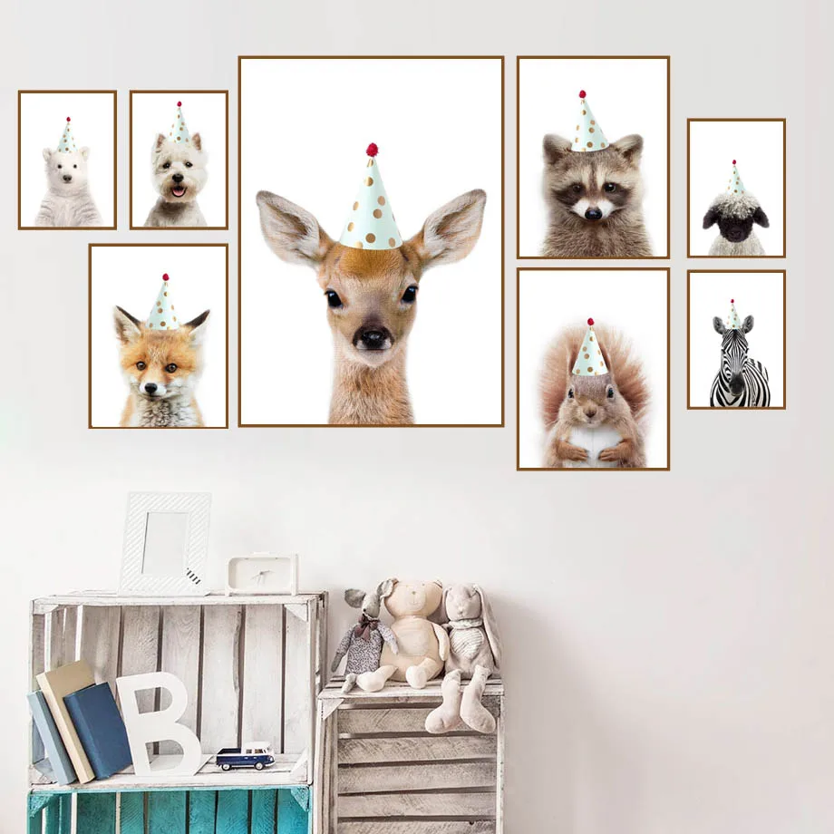 

Baby Deer Raccoon Zebra Fox Bear Wall Art Canvas Painting Nordic Posters And Prints Animals Wall Pictures Baby Kids Room Decor