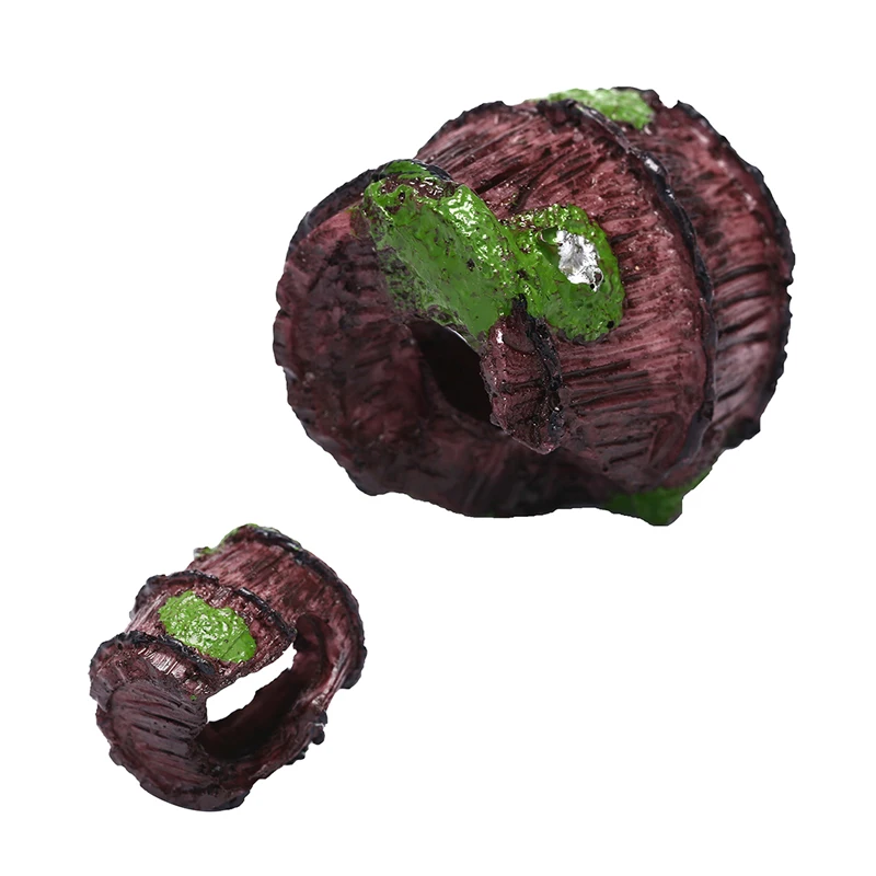 

1pc Aquarium Fish Tank Artificial Barrel Resin Ornament Cave Aquarium Fish Tank Decoration Accessories Pet Accessories