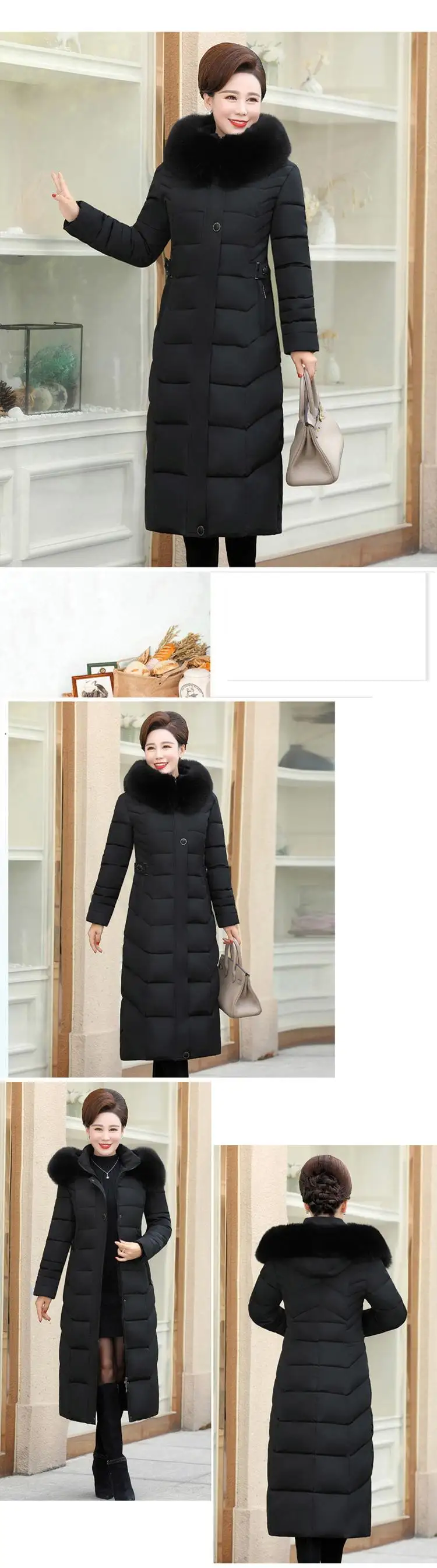 Для женщин 2019 зимние Утепленные Теплый пуховик хлопковые пальто с искусственной меховой воротник женский элегантный тонкий ватные пальто