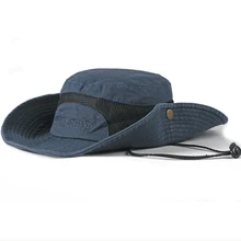 HT2417 охотничья солнцезащитная Кепка, мужская и женская панама, рыбацкая Кепка, дышащая сетчатая хлопковая Панама, шляпа с плоским верхом и широкими полями, рыболовная Кепка