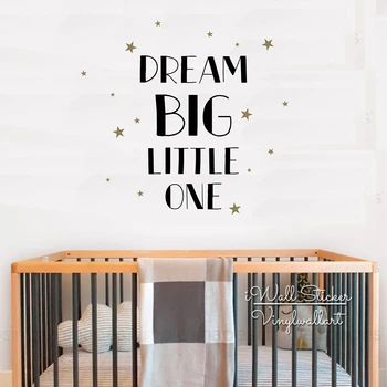

Dream Big Little One Quote Wall Stickers Baby Nursery Quote Wall Decal Stars Lettering Children Room Wall Decor Cut Vinyl Q275