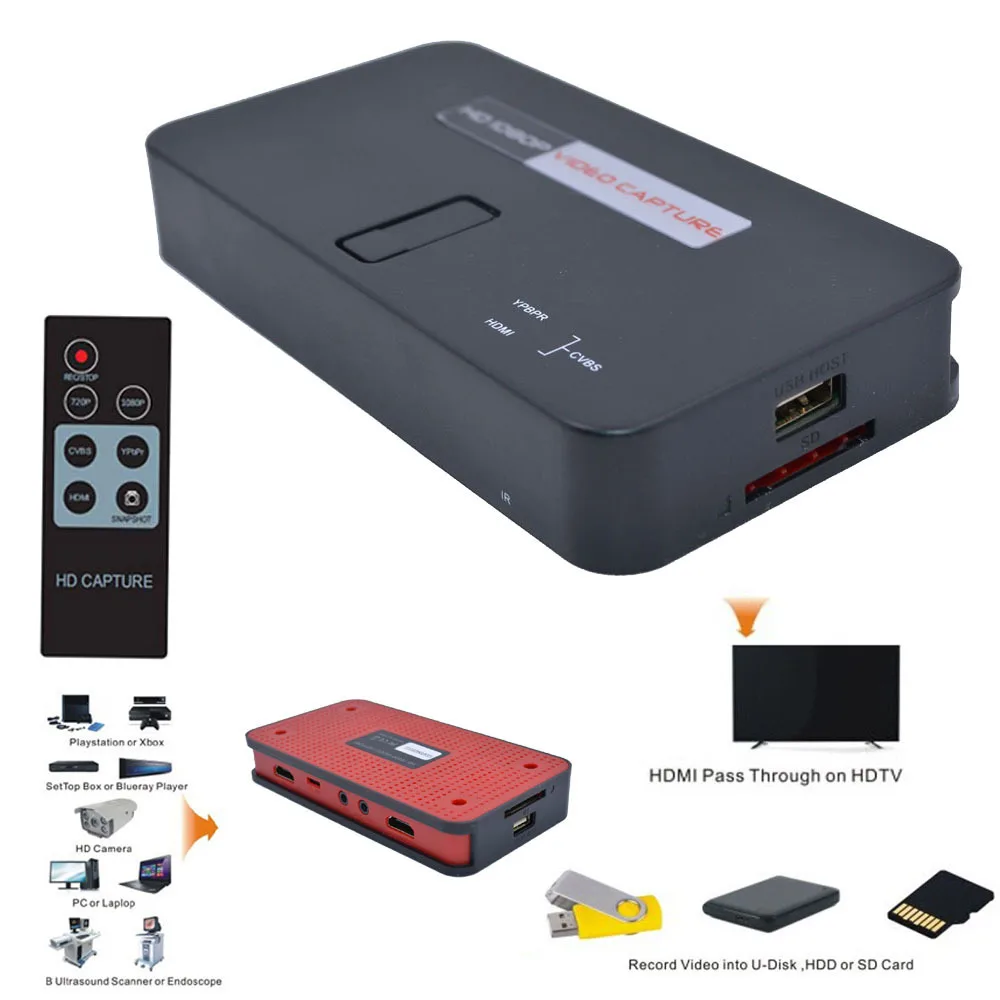 

Ezcap284 1080P HD Video Capture Box Card Game Recorder for PlayStation Xbox Support Video Online Live Stream Real-time Record