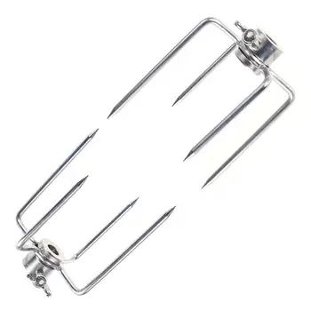 

Pair of Stainless Steel Rotisserie Meat Forks Kit Grill Replacement with Square Spit Rods Poultry Chicken Fork Barbeque Tools