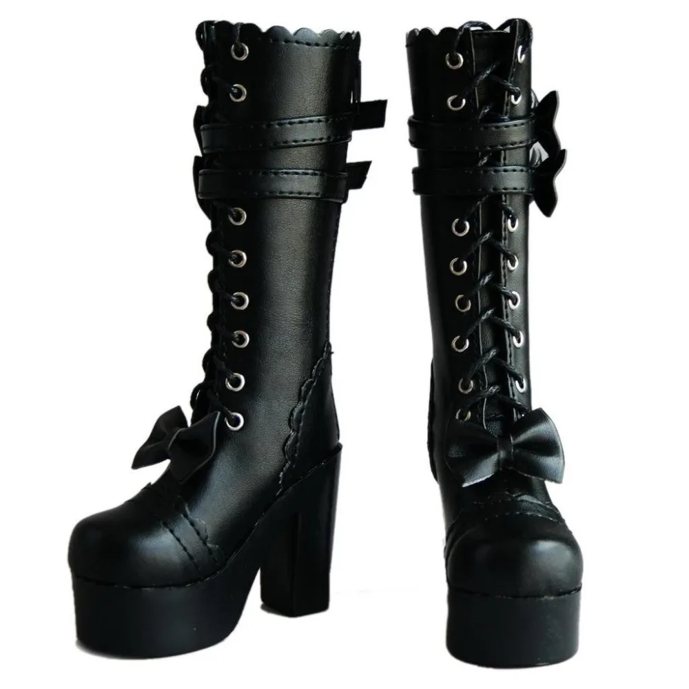 

[wamami] 49# black 1/4 BJD MSD DZ Dollfie Synthetic Leather Boots/Shoes