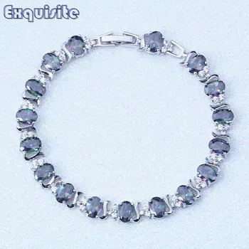 

Romantic Rainbow Mystic Cubic Ziconia Charm Bracelet for Women bracelets & bangles Trendy Jewelry Valentine's Day Gift S013