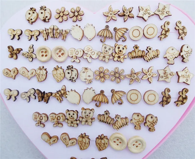 36pairs Lot Heart Box Mix Styles Randomly Children S Fashion 36pairs Lot Heart Box Mix Styles Randomly Children S Fashion Plants Animals Wooden Stud Earrings