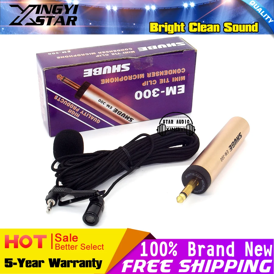 5 Meters Mini Wired Tie Clip Condenser Microphone Lavalier Lapel Mic Mike For PC Sax Speech