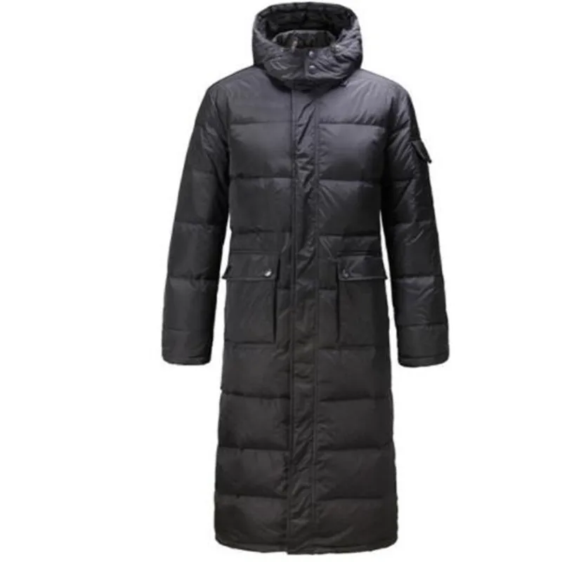 

Hooded Extra Long 90% Duck Down Overcoat Men Casual Black Outwear Down Jackets Male Thick Down Coat Fashion Puffer Jacket JK-784
