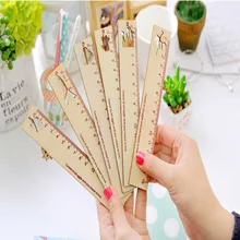 15cm Long Cartoon Wooden Pendant Straight Ruler Bookmark Drawing Template Tool For Kid Gift Office School Supply 7.132