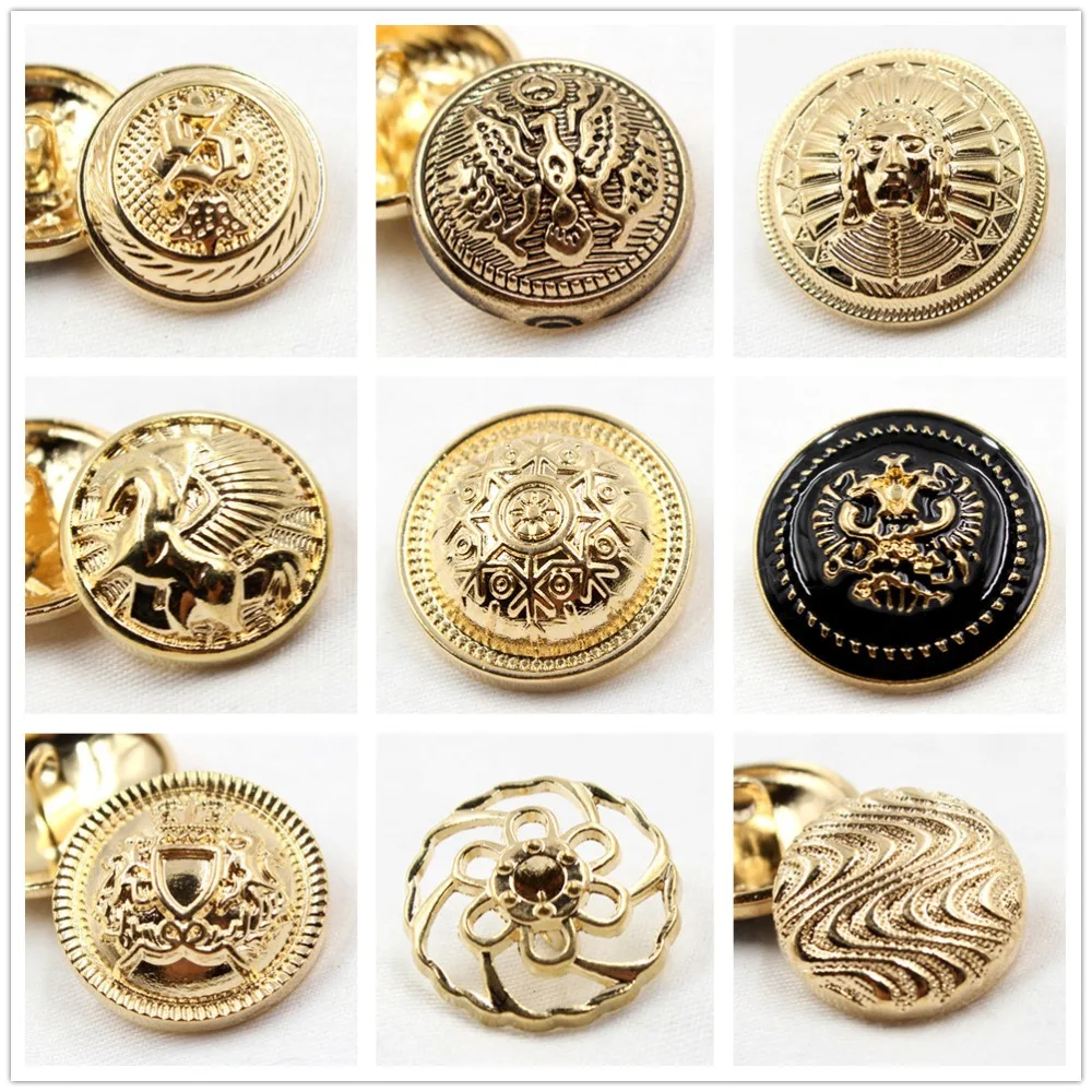 10pcs, golden gold button in gold, the world famous classic brand