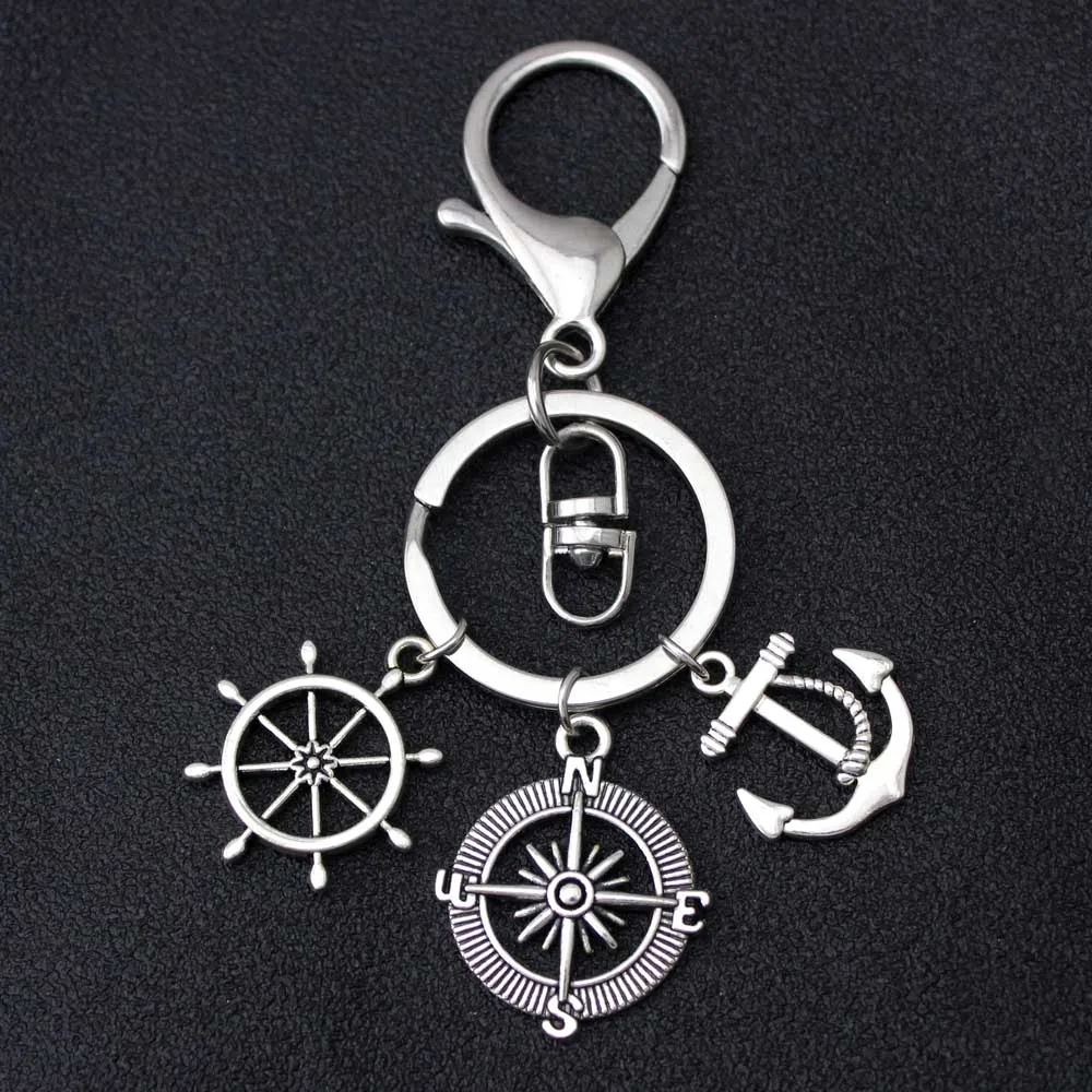 

Compass Best Friends Rudder Sailing Keychains Hand in Hand Pinky Swear Promise KeyChain Key Ring Key Chain Women Men Jewelry