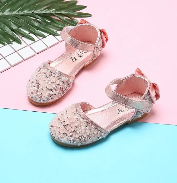 

New Children cryst Princess Shoes Girls Sequins Wedding Party Kids Baby Enfants Hot Sandals for Girls School Sandals