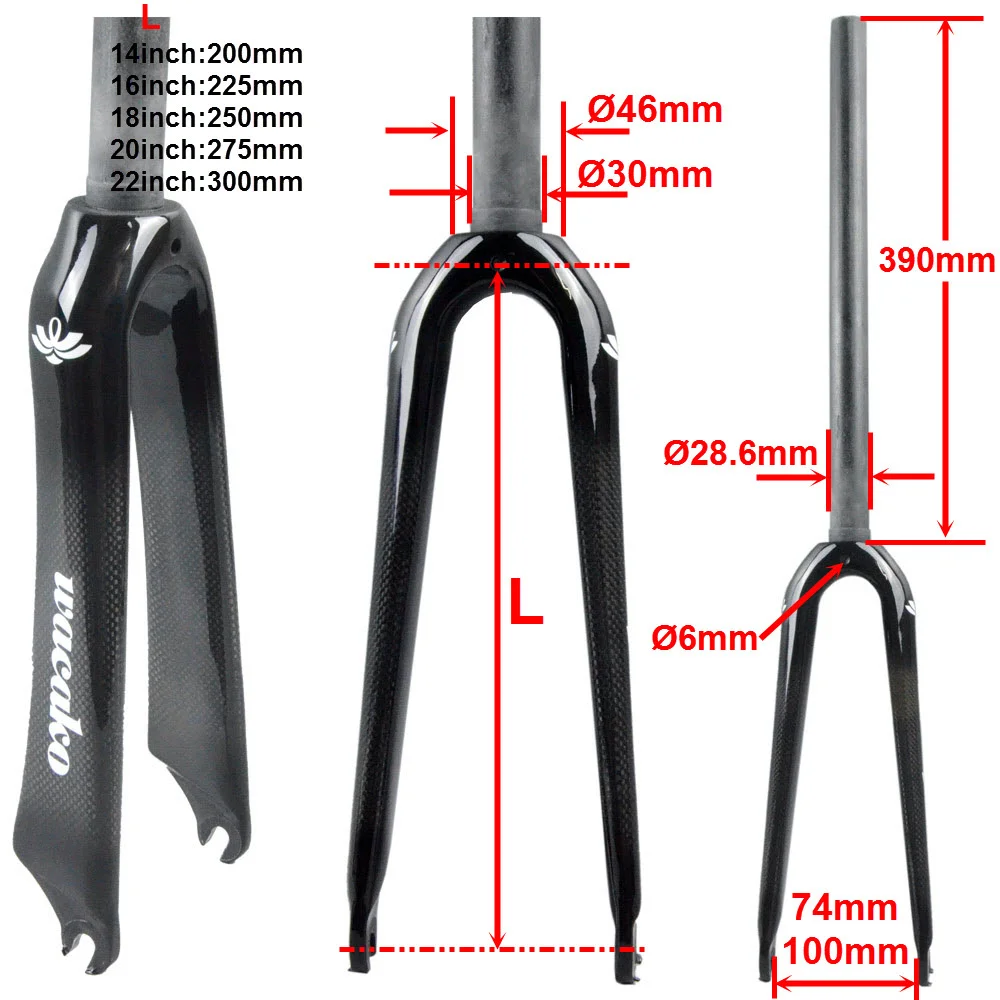 Wacako 2017 14 16 18 20 22 дюйма Складывающийся BMX велосипед T700 полностью углеродное волокно