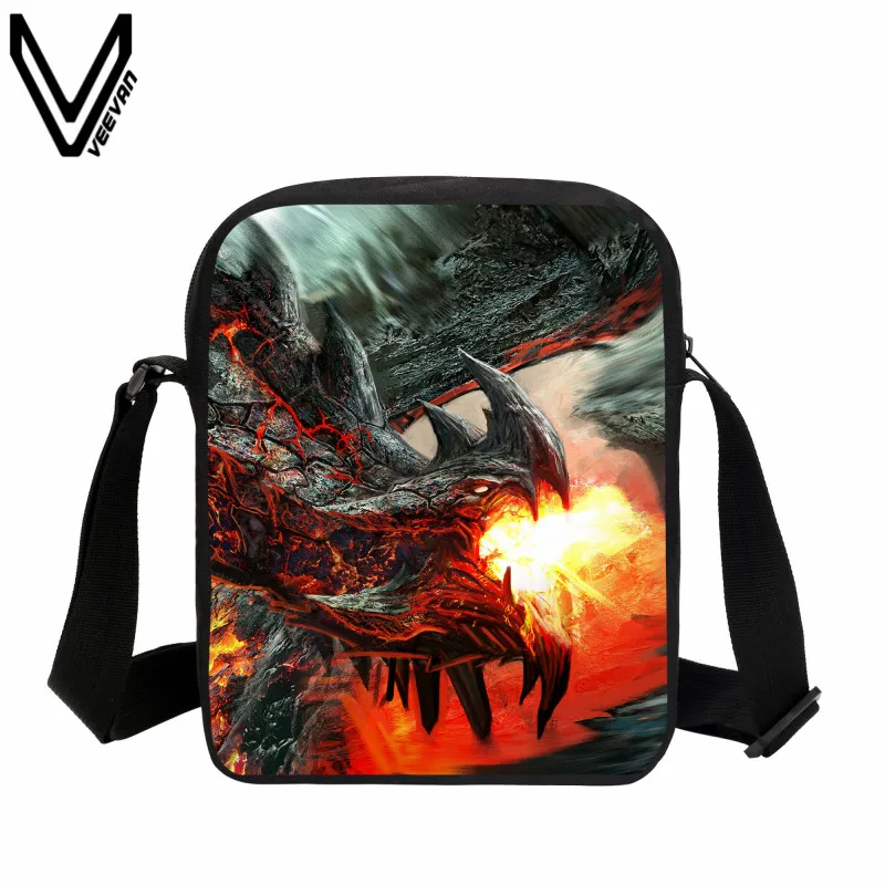 VEEVANV Magic Dragon Prints Bag Kids Mini Messenger Bag Fire Dragon