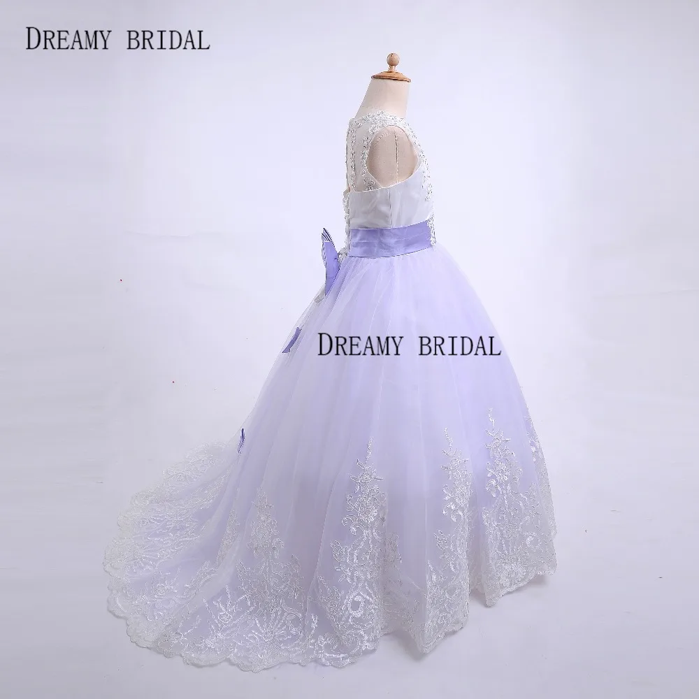 Dreamy/Винтажные кружевные платья с цветочным узором для девочек, с бантом, иллюзией, круглым вырезом, сверкающими камнями, платья для первого причастия для девочек
