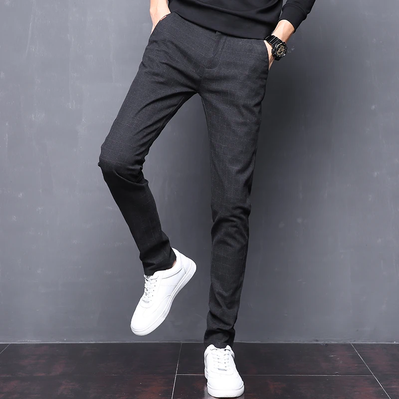 Drizzte мужской костюм брюки корейские повседневные брюки Slim Fit платье брюки для мужчин черный серый бизнес