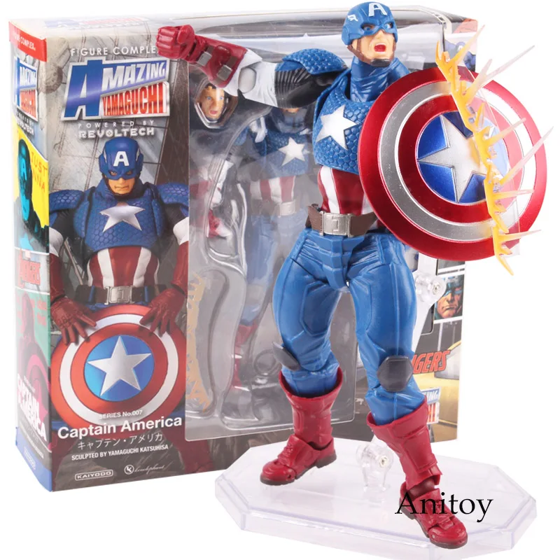 Avengers Revoltech Series NO.007 Captain America Figure Avengers Assemble Figure Doll PVC Action
