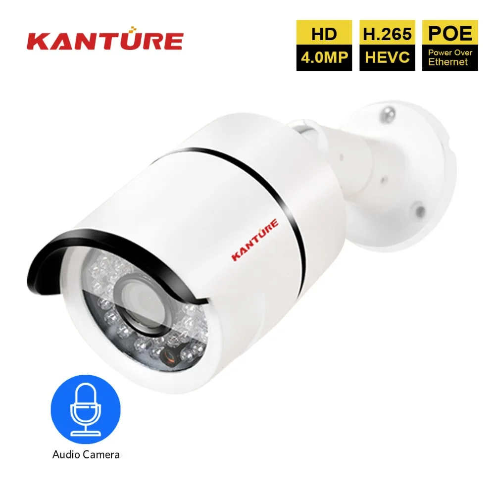 

H.265 48V 4MP Network Camera Video security waterproof Audio Record Sound POE IP camera Surveillance Camera onvif P2P Phone View