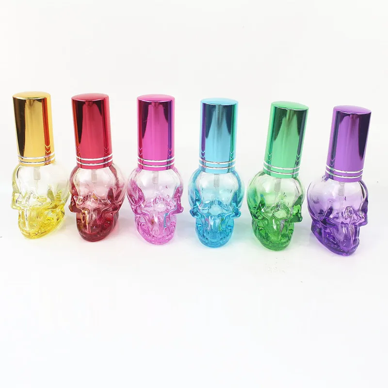 

8ML Mini Empty Glass Perfume Bottle Travel Unique PersonalitY Skull Shape Portable Refillable Bottles Send Random