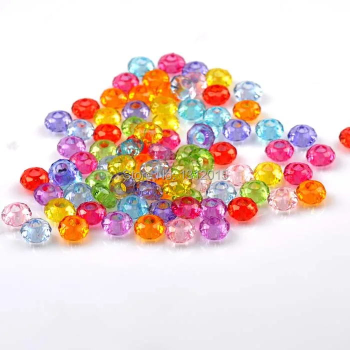Free Shipping! Diy Acrylic Spacer Beads Rondelle Mixed Color Faceted