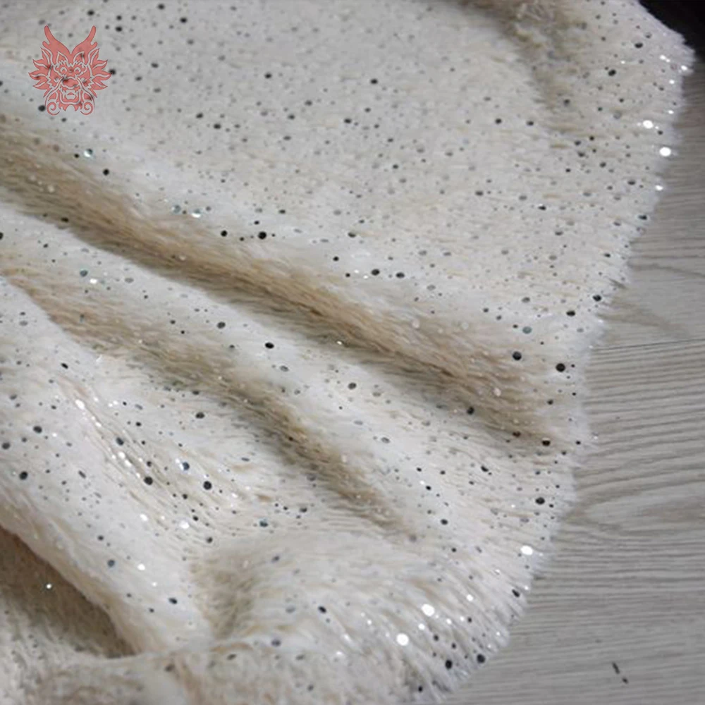 

Beige Grey Caramel short hair imitation rabbit fur fabric with gold dot for coat vest 45*130cm tissu de fourrure de lapin SP5768