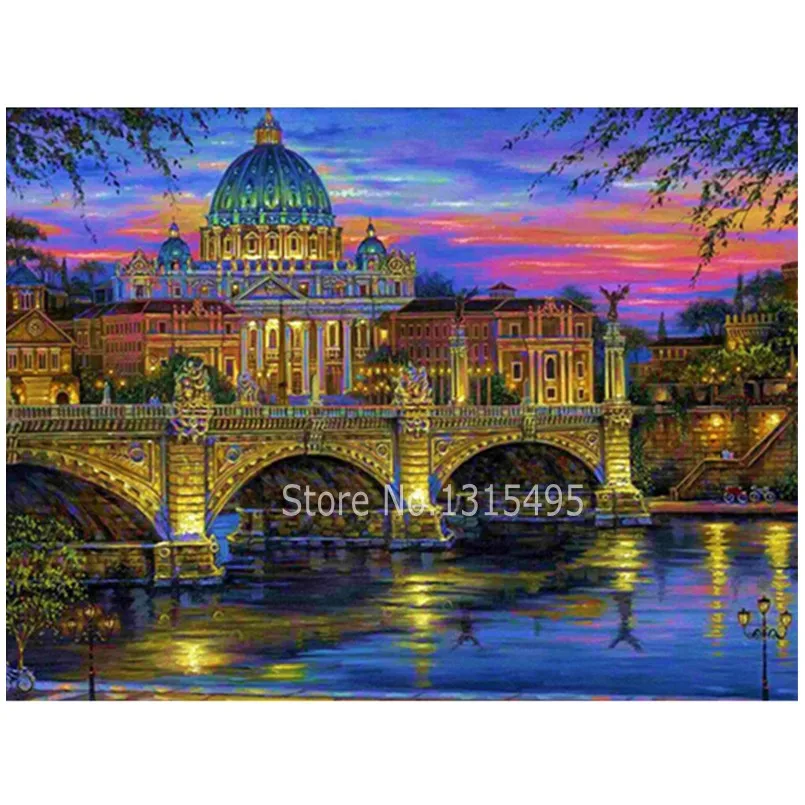 

Diy 5d diamond embroidery painting rhinestones beautiful night scenic picture pastes diamond mosaic needlework home decor