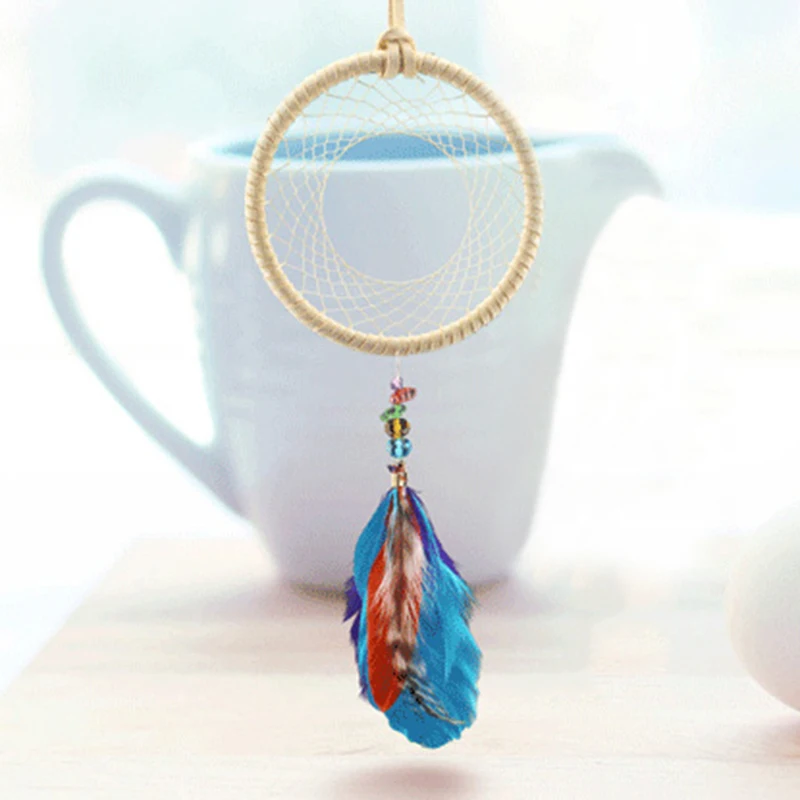 

Retro Feather Dream Catcher Circular Feathers Wall Hanging Home Decor Vintage Home Decoration