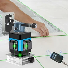 12 линий 3D зеленый светильник уровень инструмента 360 Высокая точность плоское бликовое покрытие напольный уровень наземная линия с пультом дистанционного управления