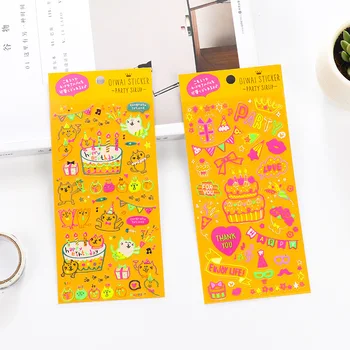 

1sheet Cute Cartoon Cake Sticker Paper Creative PVC Bronzing DIY Diary Decoration Stickers Student Papeleria Stationery Sticker