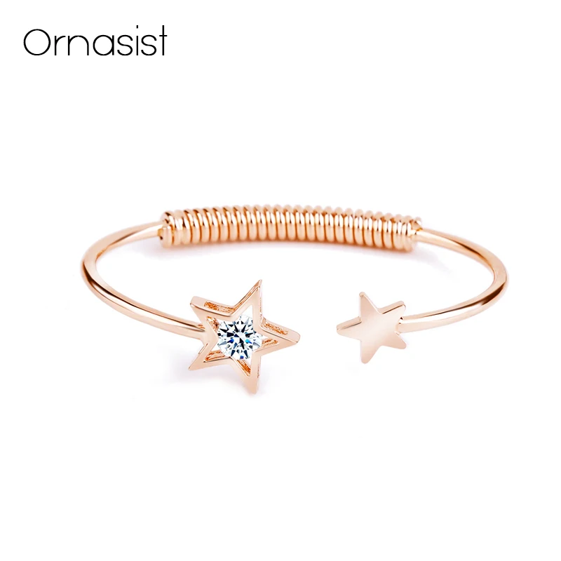 

Brand Star Cuff Bracelet Bangles For Women Gold Silver Open Bangles Zircon Stone Wrap Bracelet Charms New Jewelry Femme