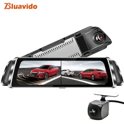 Bluavido 10 "полный экран 720 P зеркало заднего вида DVR с P 1080 P задняя камера WDR ночного видения Dashcam двойной объектив Автомобильный видеомагнитофон